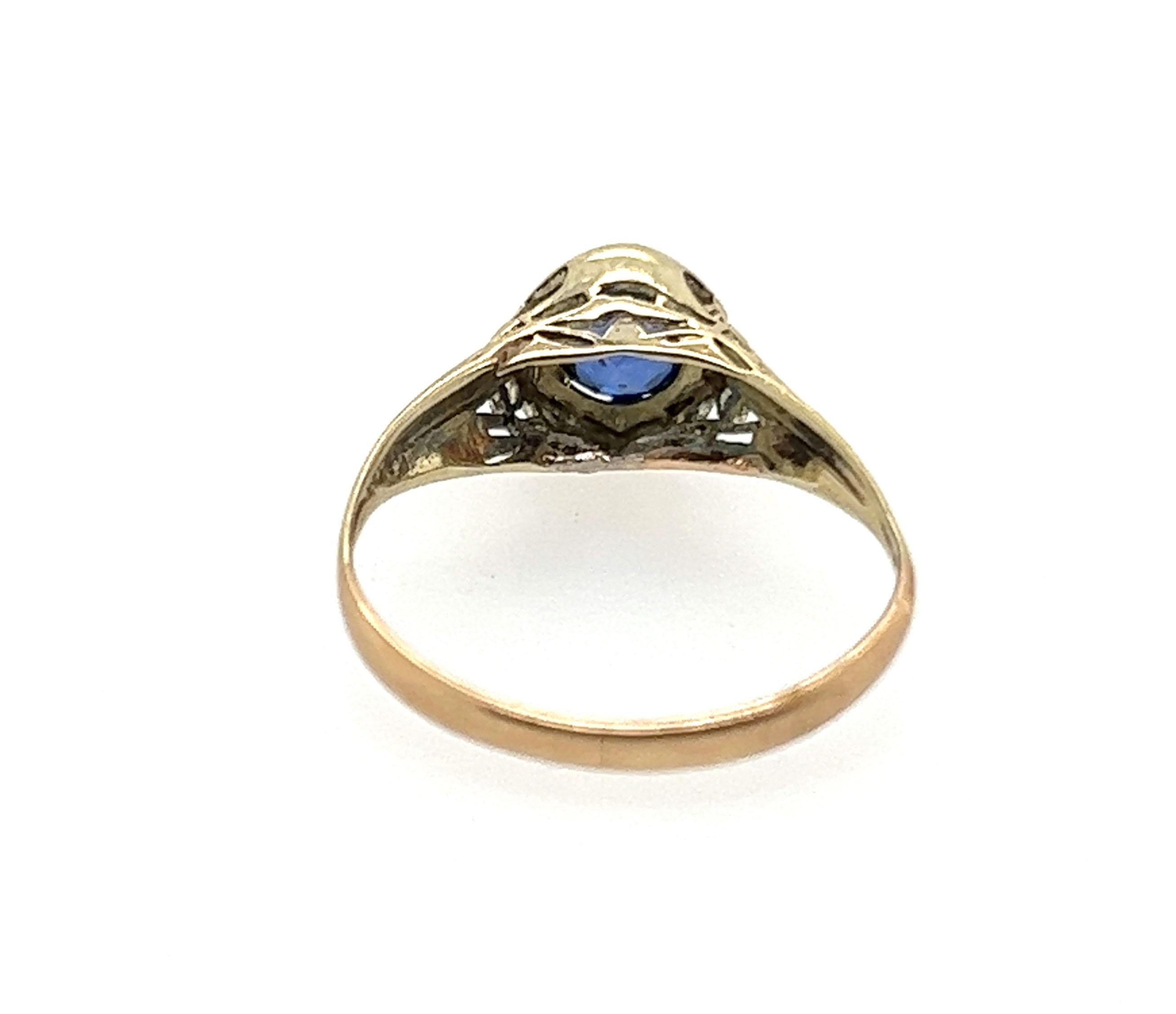 Women's Sapphire Ring .53ct Art Deco Antique 14K