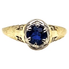 Sapphire Ring .53ct Art Deco Antique 14K