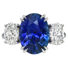 Sapphire Ring 7.03 Carat Oval Royal Blue