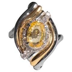 Anello con zaffiro, diamanti Blazing, certificato GIA taglio ovale senza calore 2,87, misura 7,5