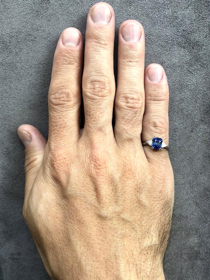 Sapphire Ring Diamond Wedding Band White Gold Blue Gemstone Engagement For Sale 5
