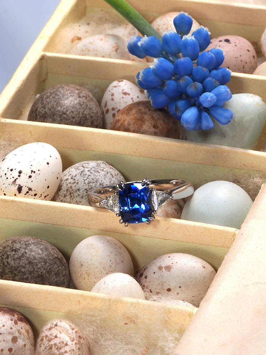 Sapphire Ring Diamond Wedding Band White Gold Blue Gemstone Engagement For Sale 6