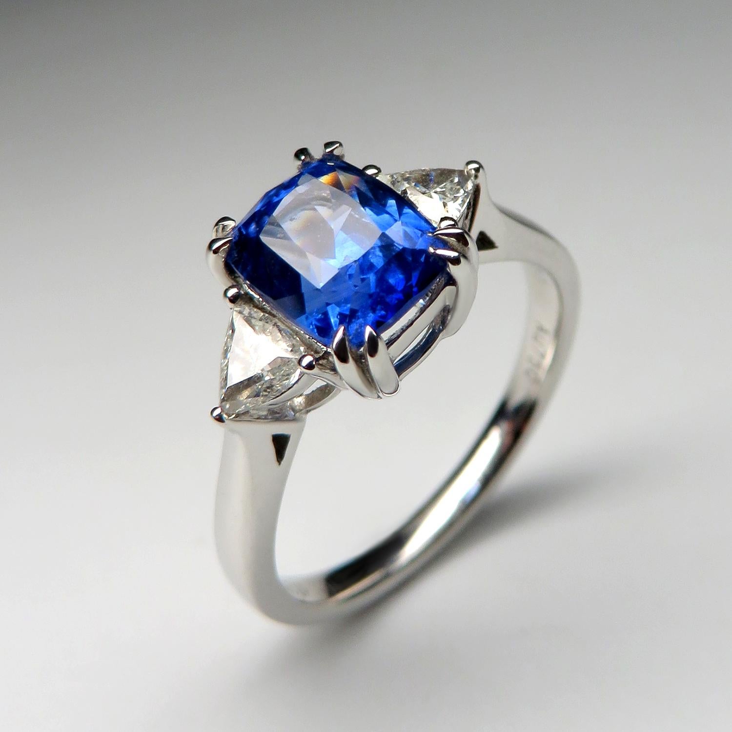 Sapphire Ring Diamond Wedding Band White Gold Blue Gemstone Engagement For Sale 1
