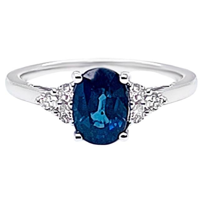 Sapphire Ring With Diamonds 1.22 Carats 14K White Gold