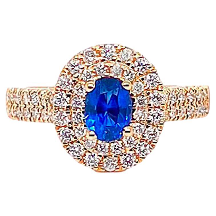 Sapphire Ring With Diamonds 1.37 Carats 14K Yellow Gold