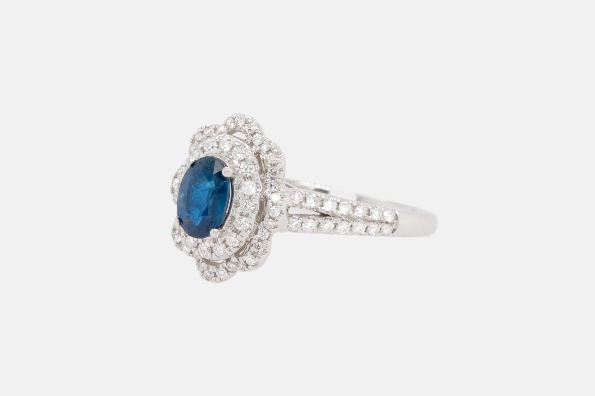 Women's Sapphire Ring with Diamonds 14k Gold For Sale