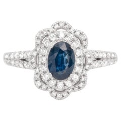 Sapphire Ring with Diamonds 14k Gold