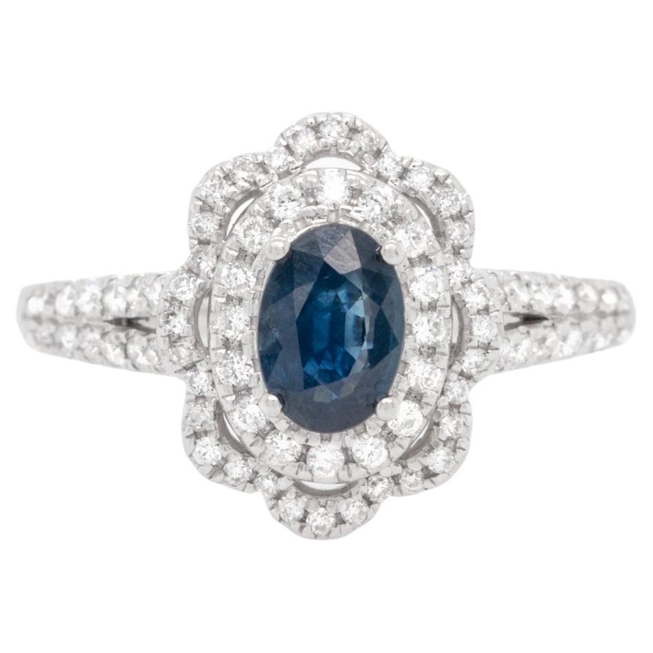Sapphire Ring with Diamonds 14k Gold For Sale