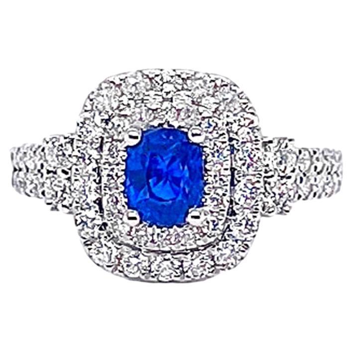 Sapphire Ring With Diamonds 1.88 Carats 14K White Gold