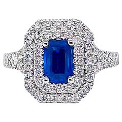 Sapphire Ring With Diamonds 1.88 Carats 14K White Gold