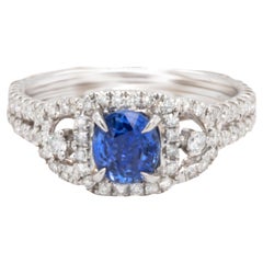 Sapphire Ring With Diamonds 1.98 Carats 18K White Gold