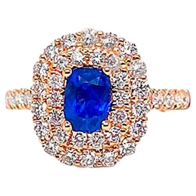 Sapphire Ring With Diamonds 2.07 Carats 14K Yellow Gold For Sale