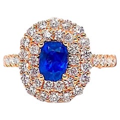 Saphir-Ring mit Diamanten 2,07 Karat 14K Gelbgold