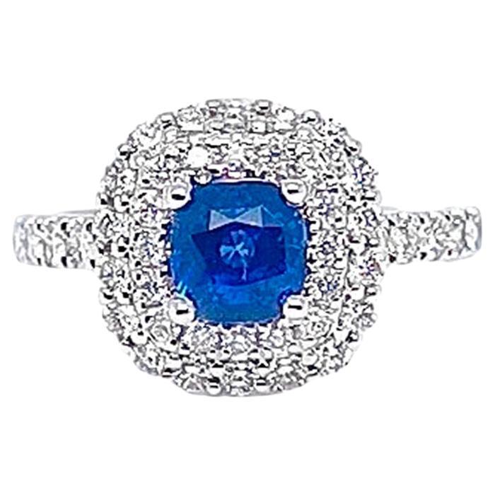 Sapphire Ring With Diamonds 2.35 Carats 14K White Gold For Sale
