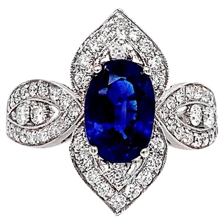 Sapphire Ring With Diamonds 3.27 Carats 18K White Gold