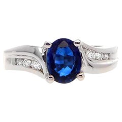 18k White Gold 1.52ct Sapphire Ring with .23ct Diamonds