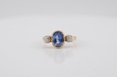 Sapphire Ring with Unheated Ceylon Sapphire and Old-Cut Diamonds