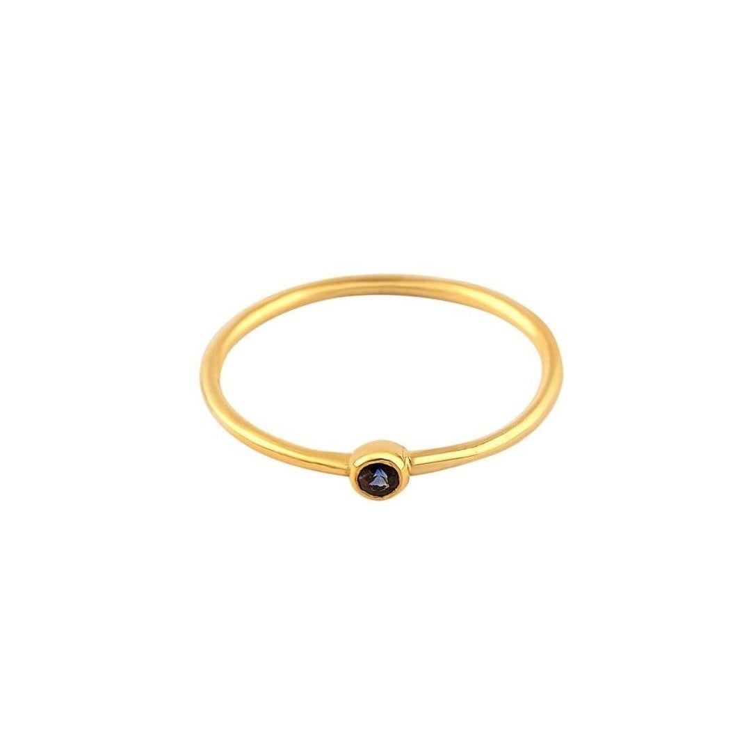 Artisan Sapphire Ring, Stackable Ring, Gold Sapphire 18K Ring, Rose Gold, Yellow Gold For Sale
