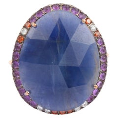 Sapphire Amethyst Diamonds 18 Carat Rose Gold Ring