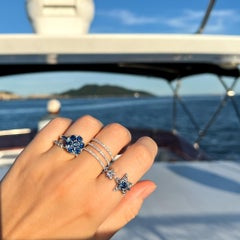 Sapphire & Rose Cut Diamond Open Star Ring