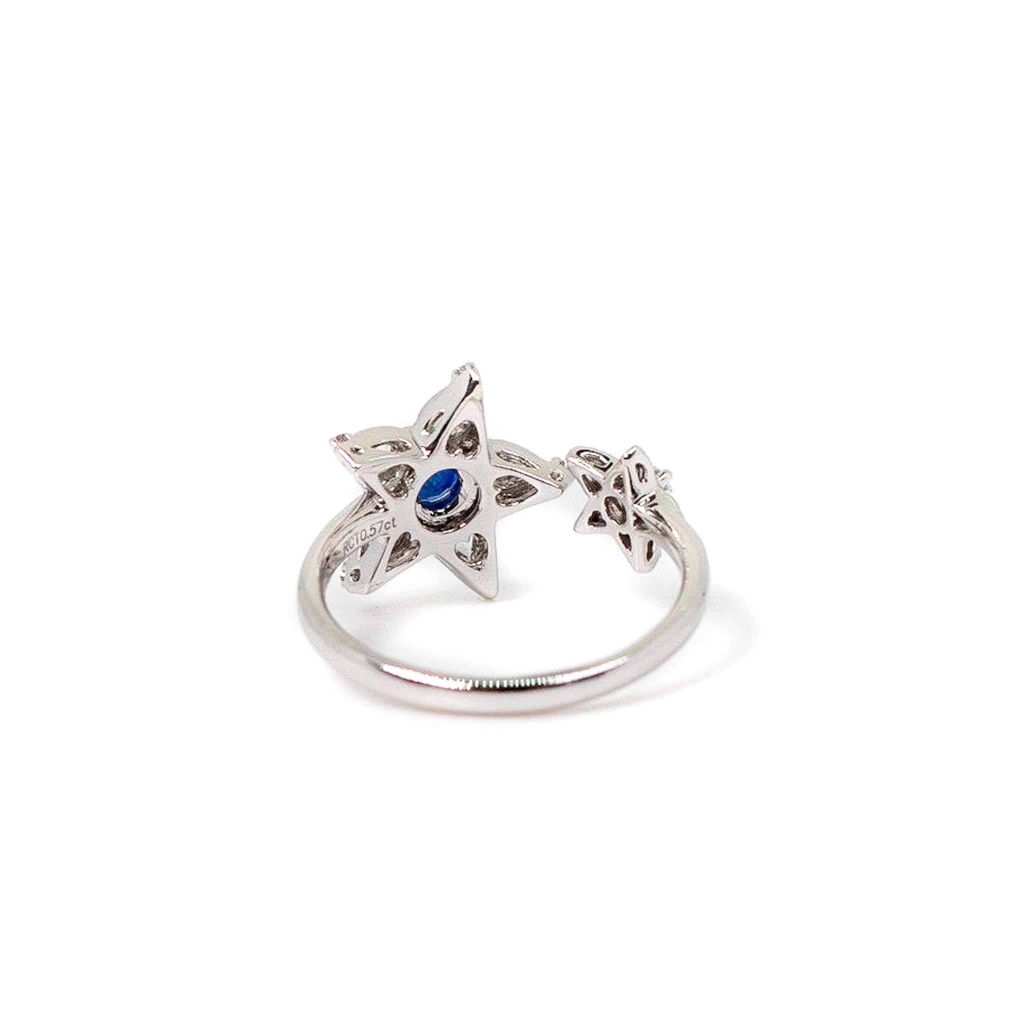 For Sale:  Sapphire & Rose Cut Diamond Open Star Ring 8