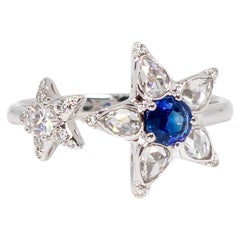 Sapphire & Rose Cut Diamond Open Star Ring