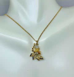 Sapphire Rose Diamond Ruby Dragonfly Insect Necklace Art Nouveau 14 Karat Gold