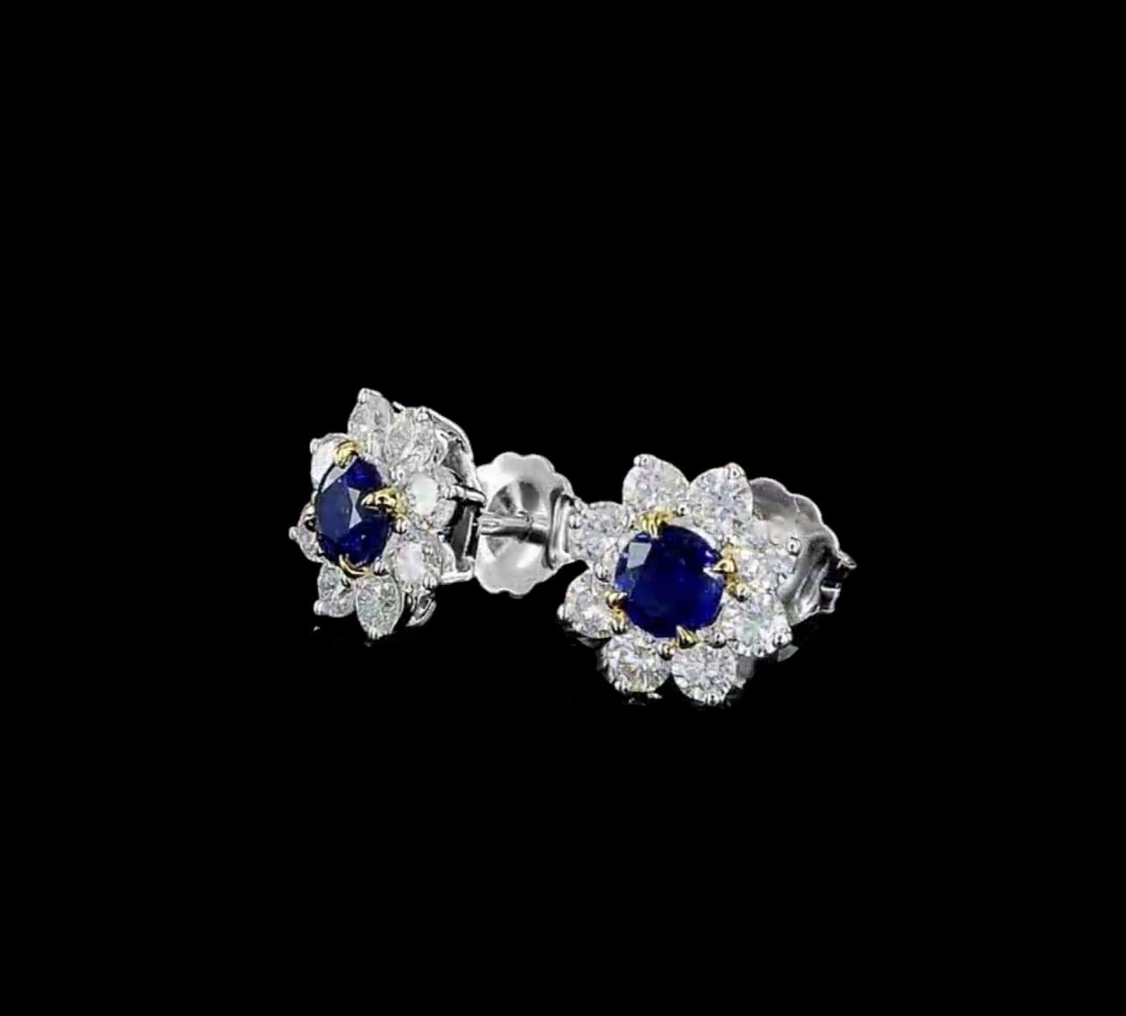 Round Cut Sapphire round shape earrings  For Sale