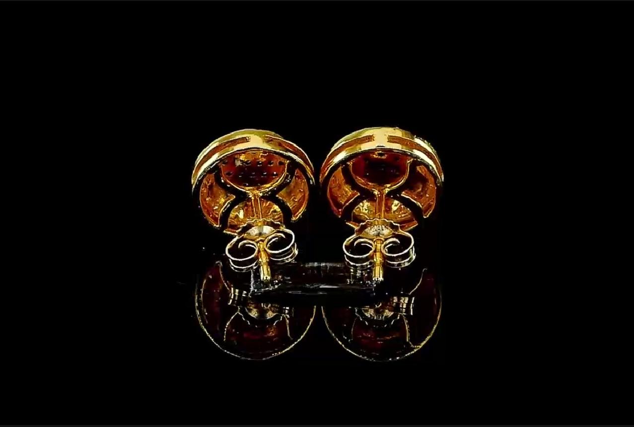 Women's or Men's Sapphire Round Shape Earrings For Sale