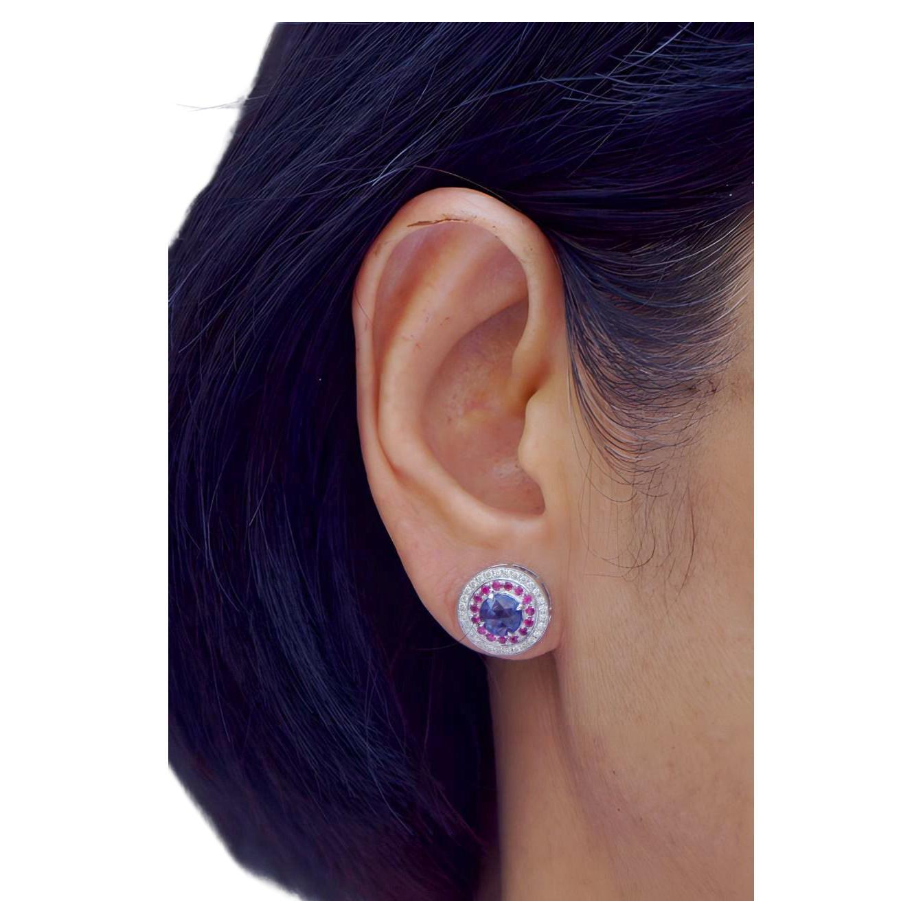 Sapphire round shape earrings