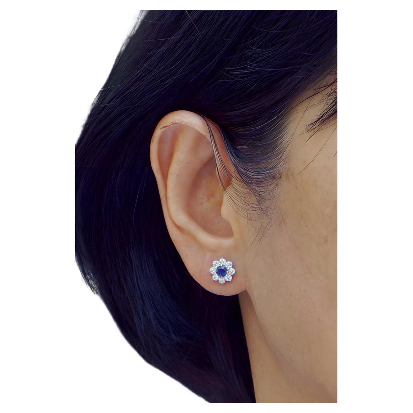 Sapphire round shape earrings  For Sale