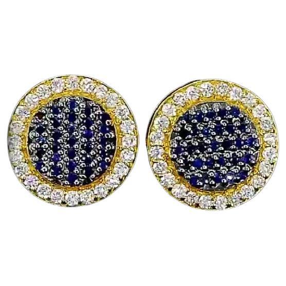 Sapphire Round Shape Earrings For Sale