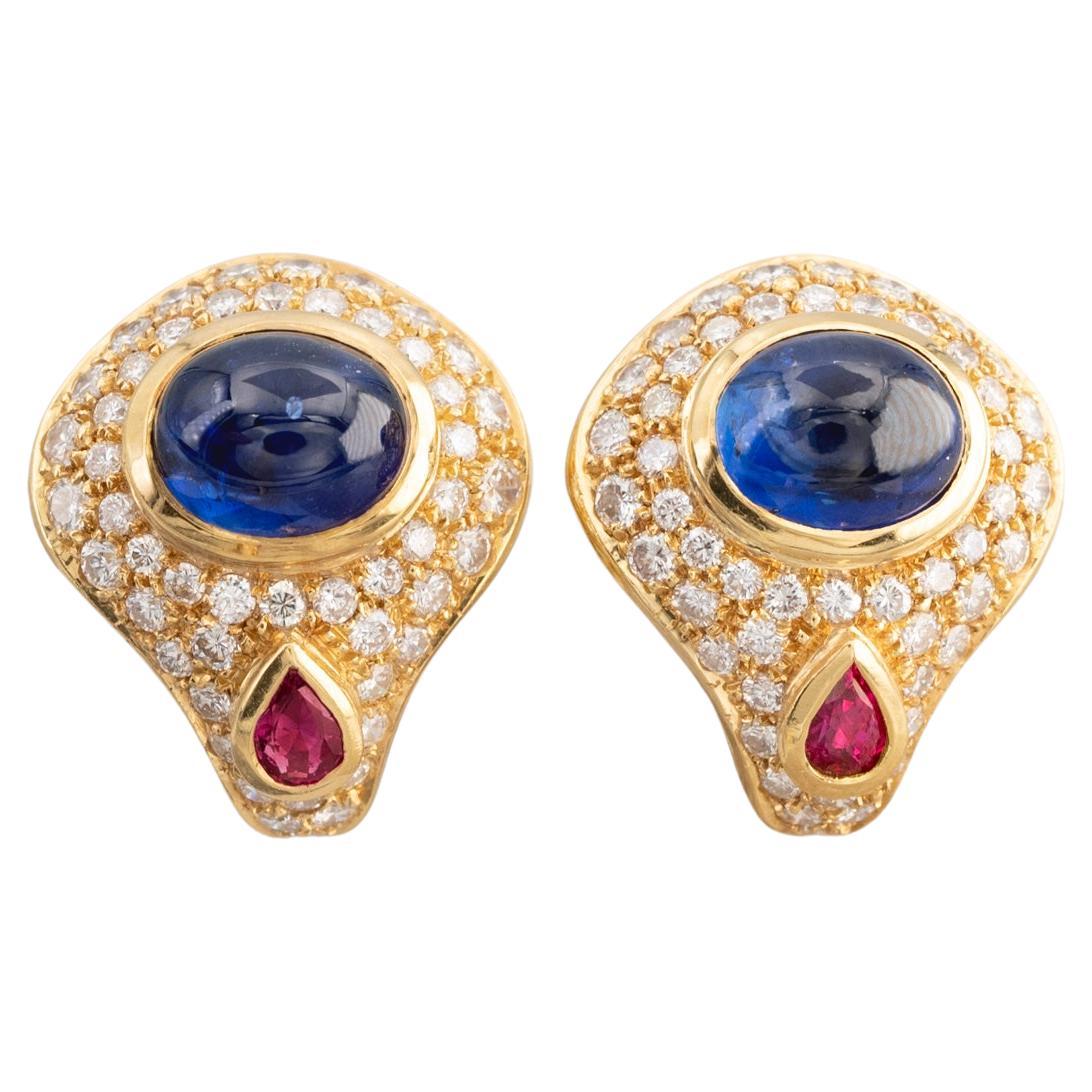 Repossi Ruby Diamond Gold ClipOn Earrings at 1stDibs