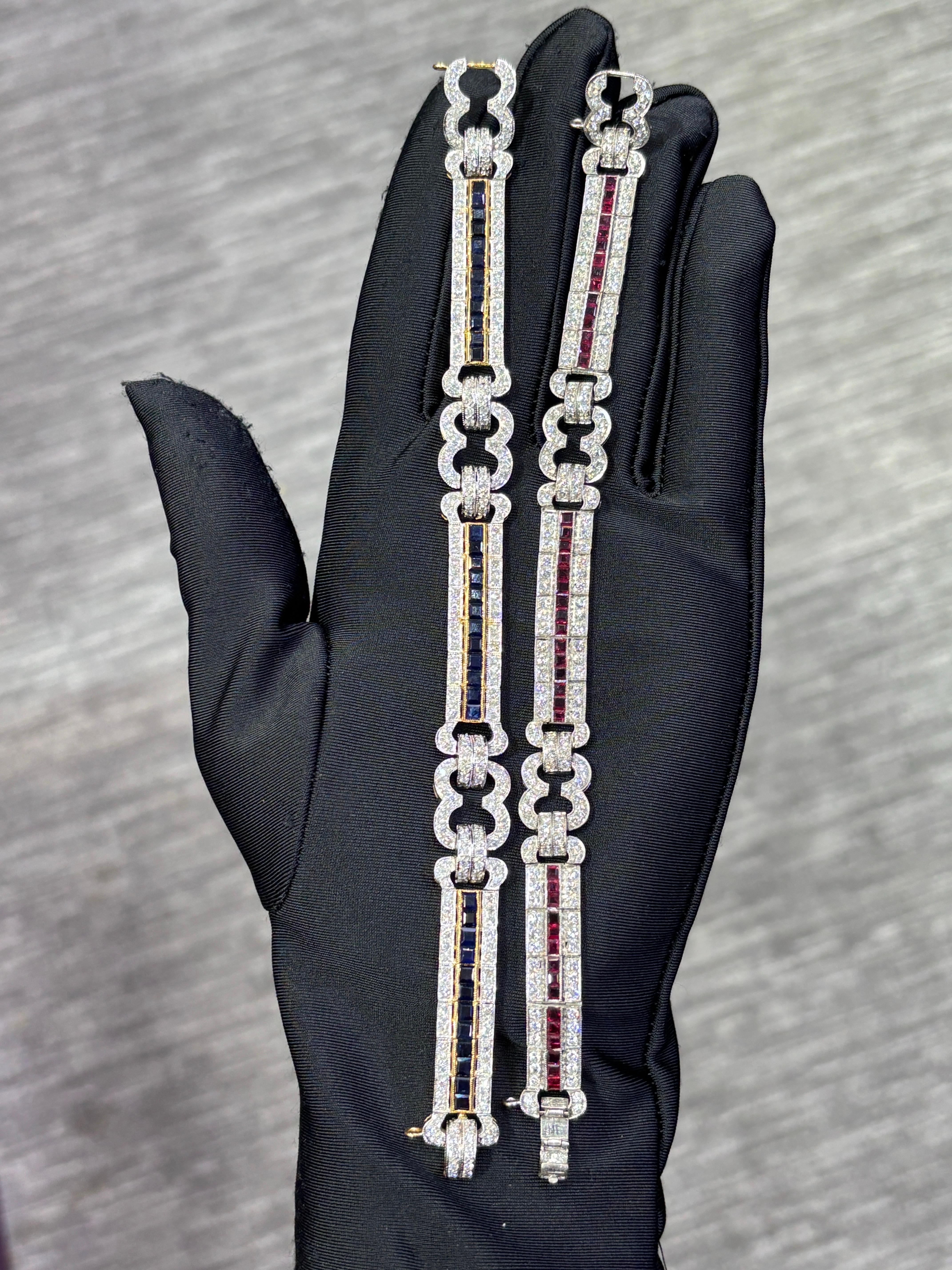De las mujeres Conjunto de pulsera de zafiro, rubí y diamantes en venta