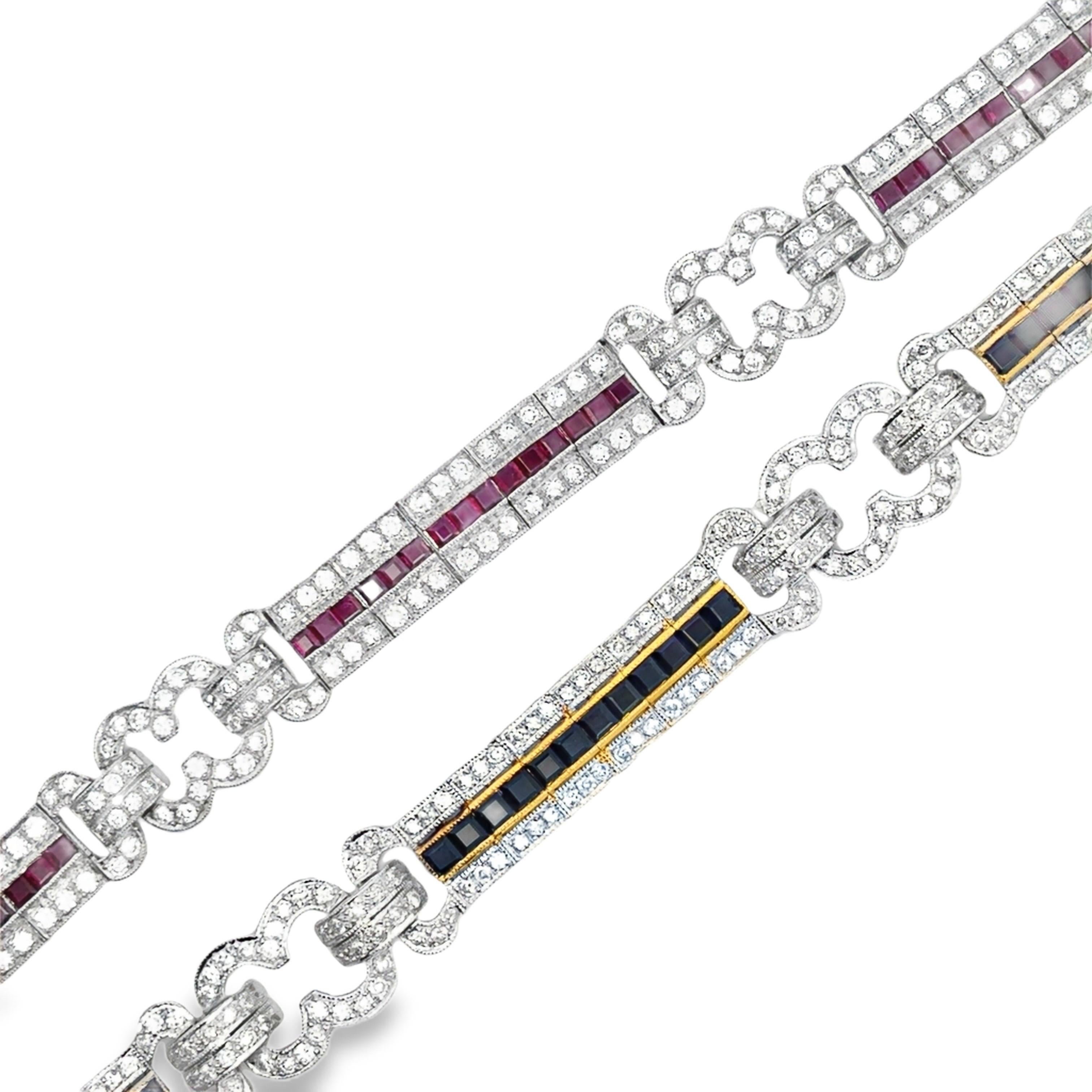 Conjunto de pulsera de zafiro, rubí y diamantes en venta 1