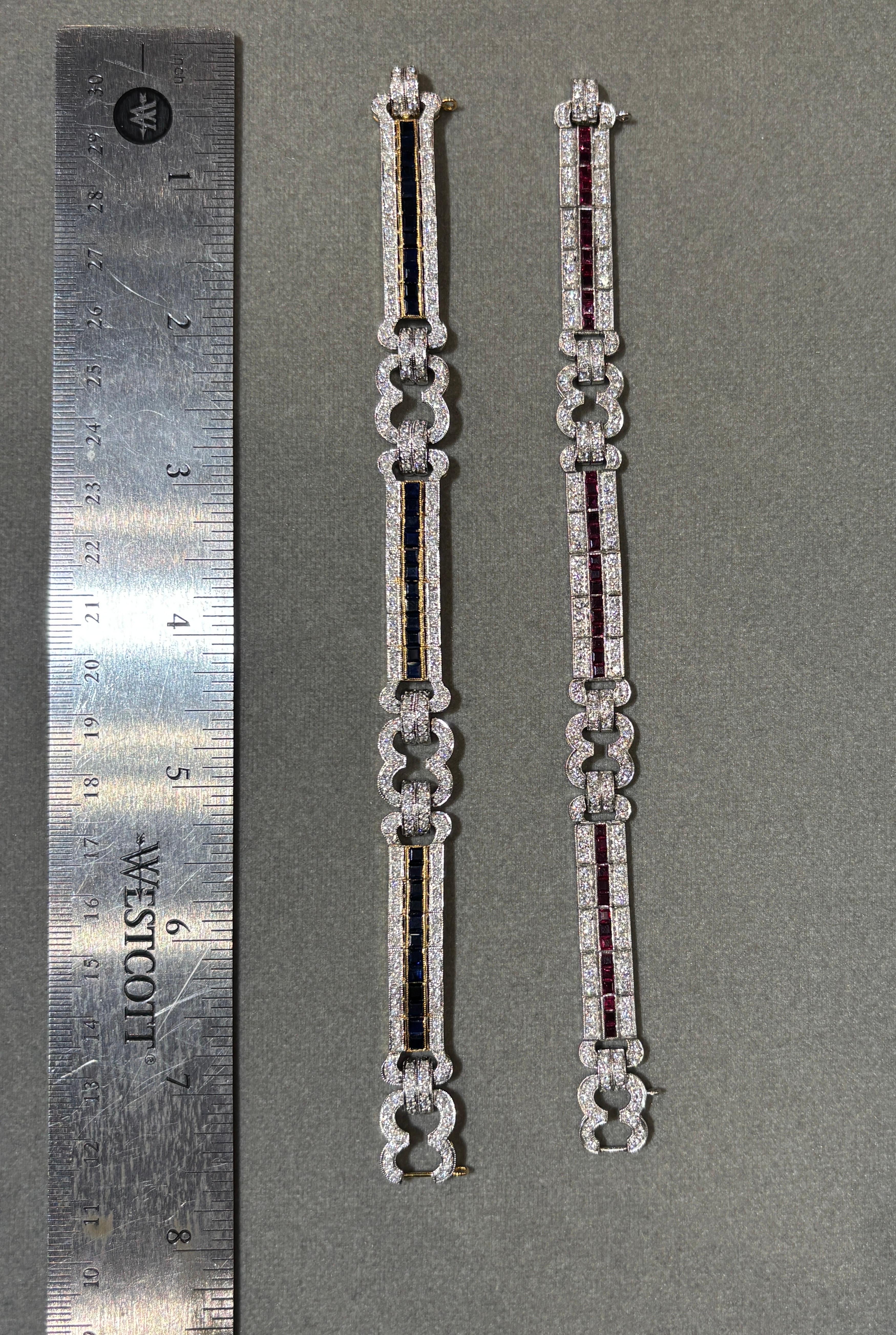 Conjunto de pulsera de zafiro, rubí y diamantes en venta 2