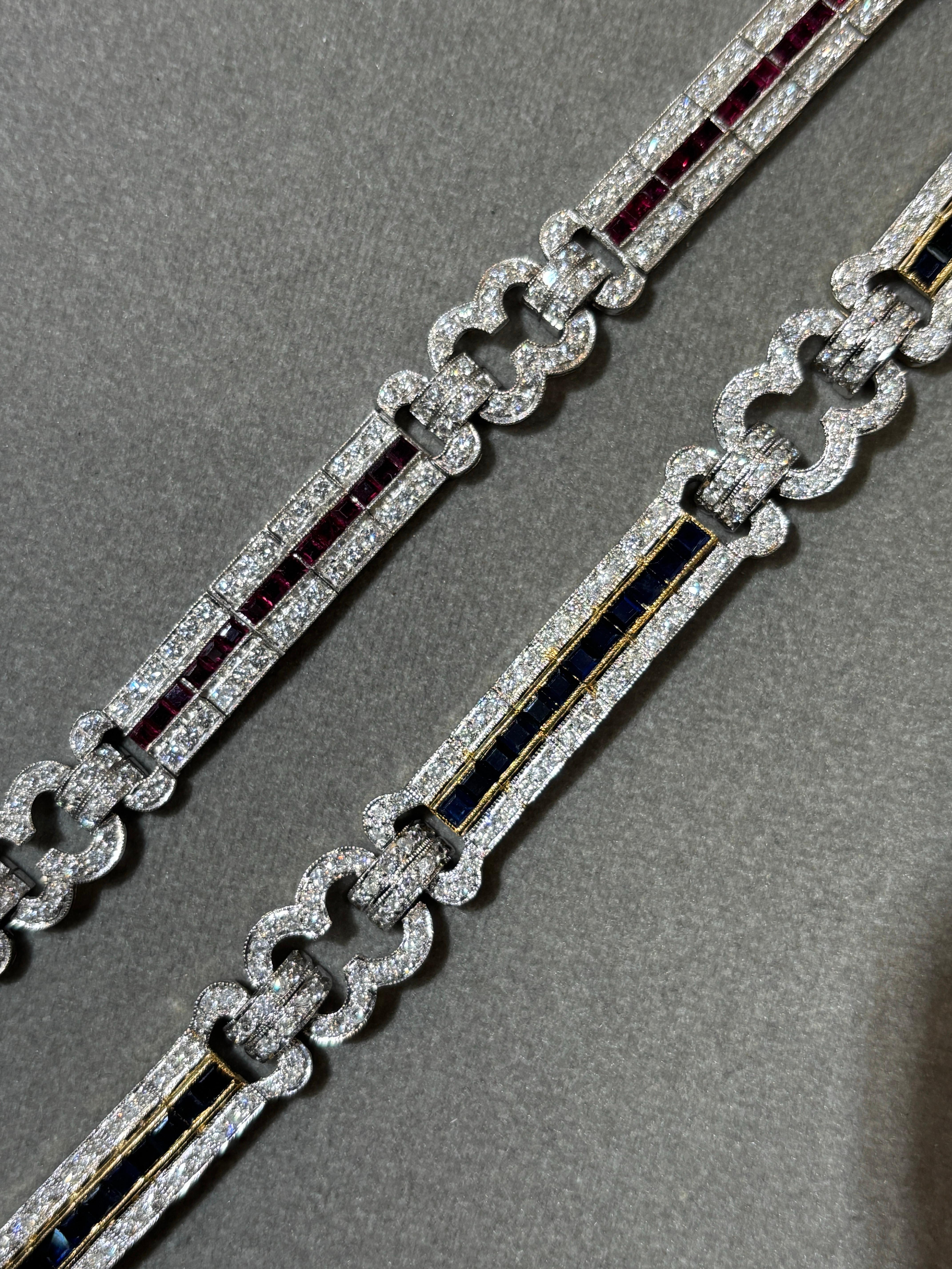 Conjunto de pulsera de zafiro, rubí y diamantes en venta 3