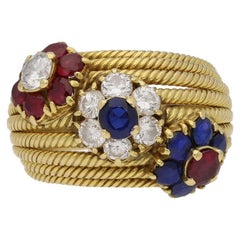 Sapphire Ruby and Diamond Dress Ring Attributed to Van Cleef & Arpels circa 1940