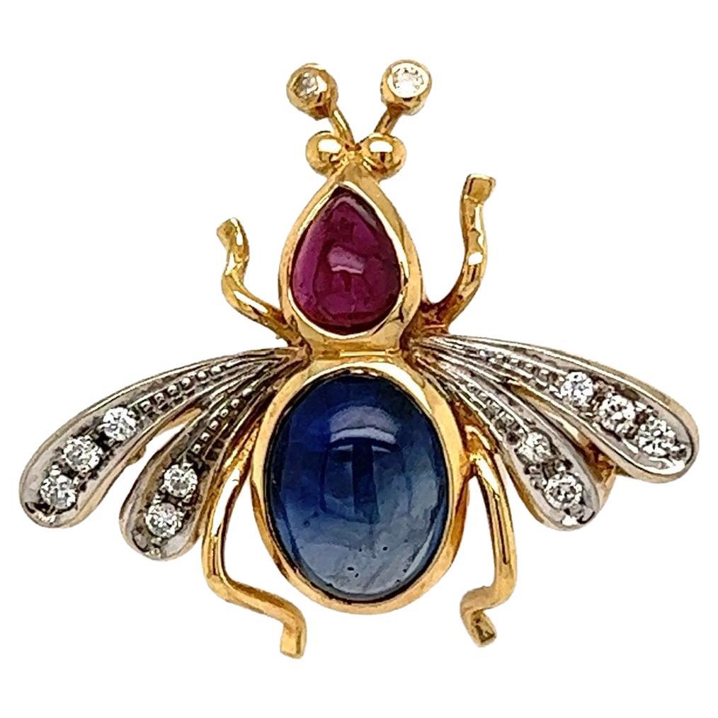 Victorian Sapphire and Diamond Bee Brooch For Sale at 1stDibs
