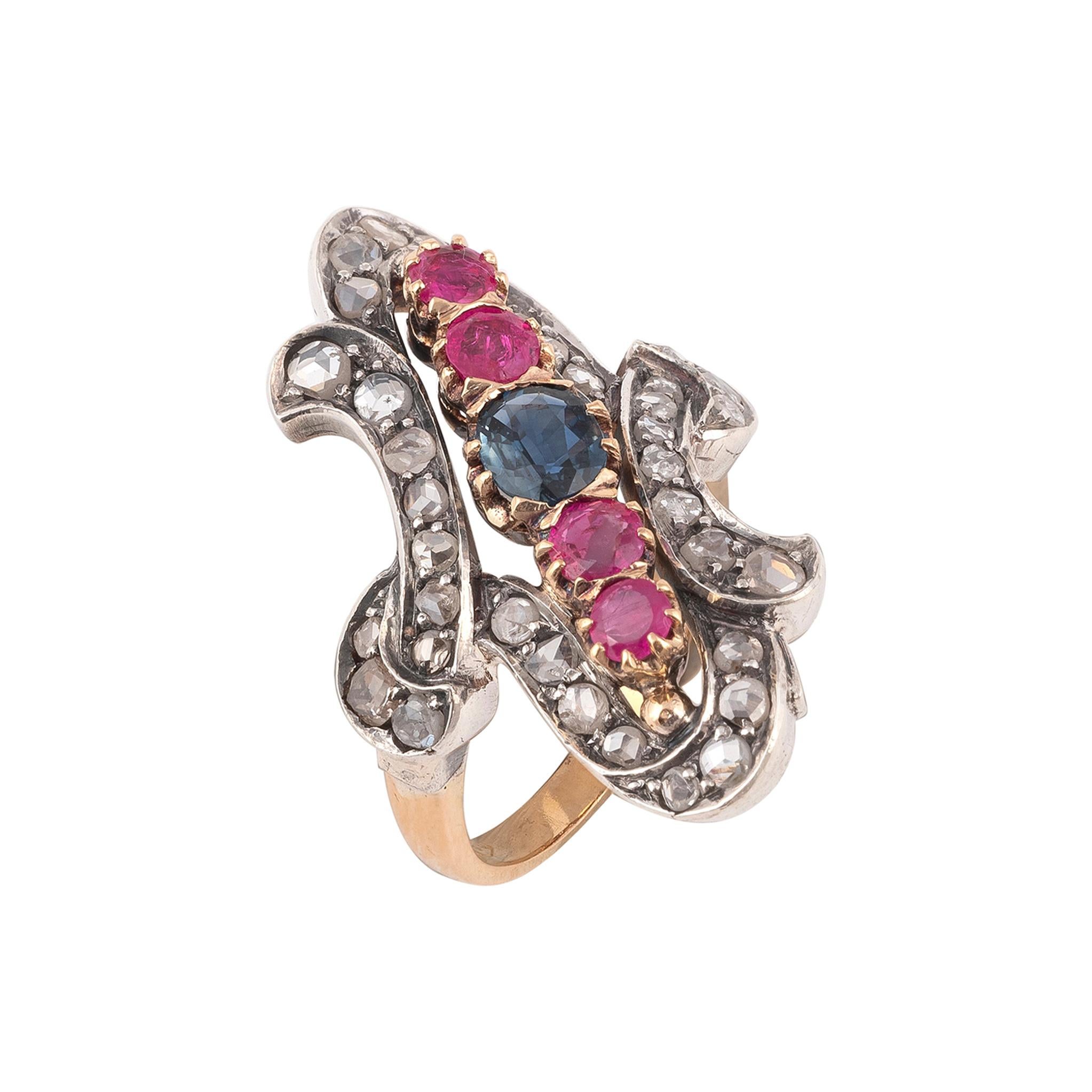 sapphire ruby diamond ring