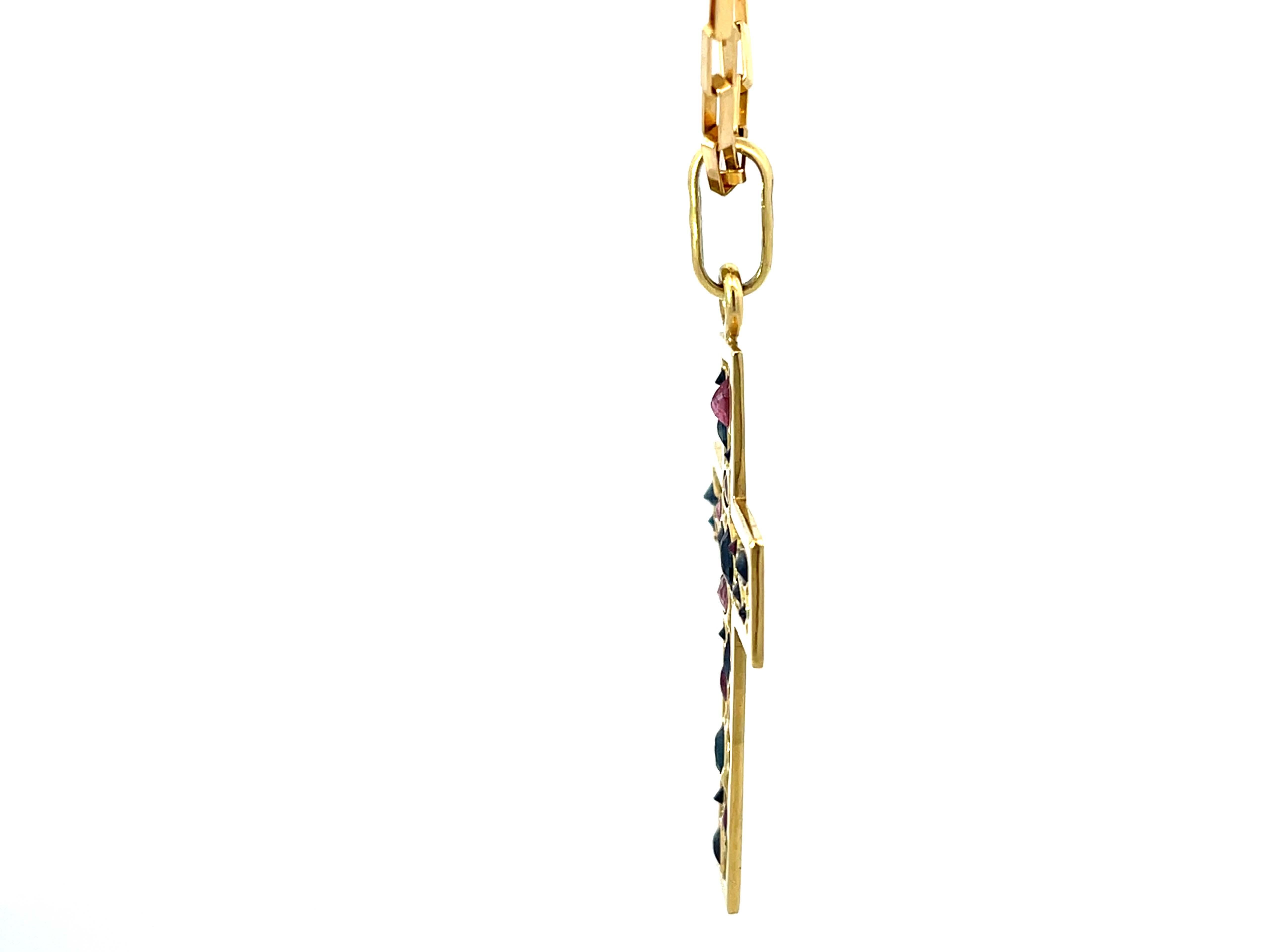 De las mujeres Colgante Cruz Zafiro Rubí y Cadena Oro Amarillo Macizo 18k en venta