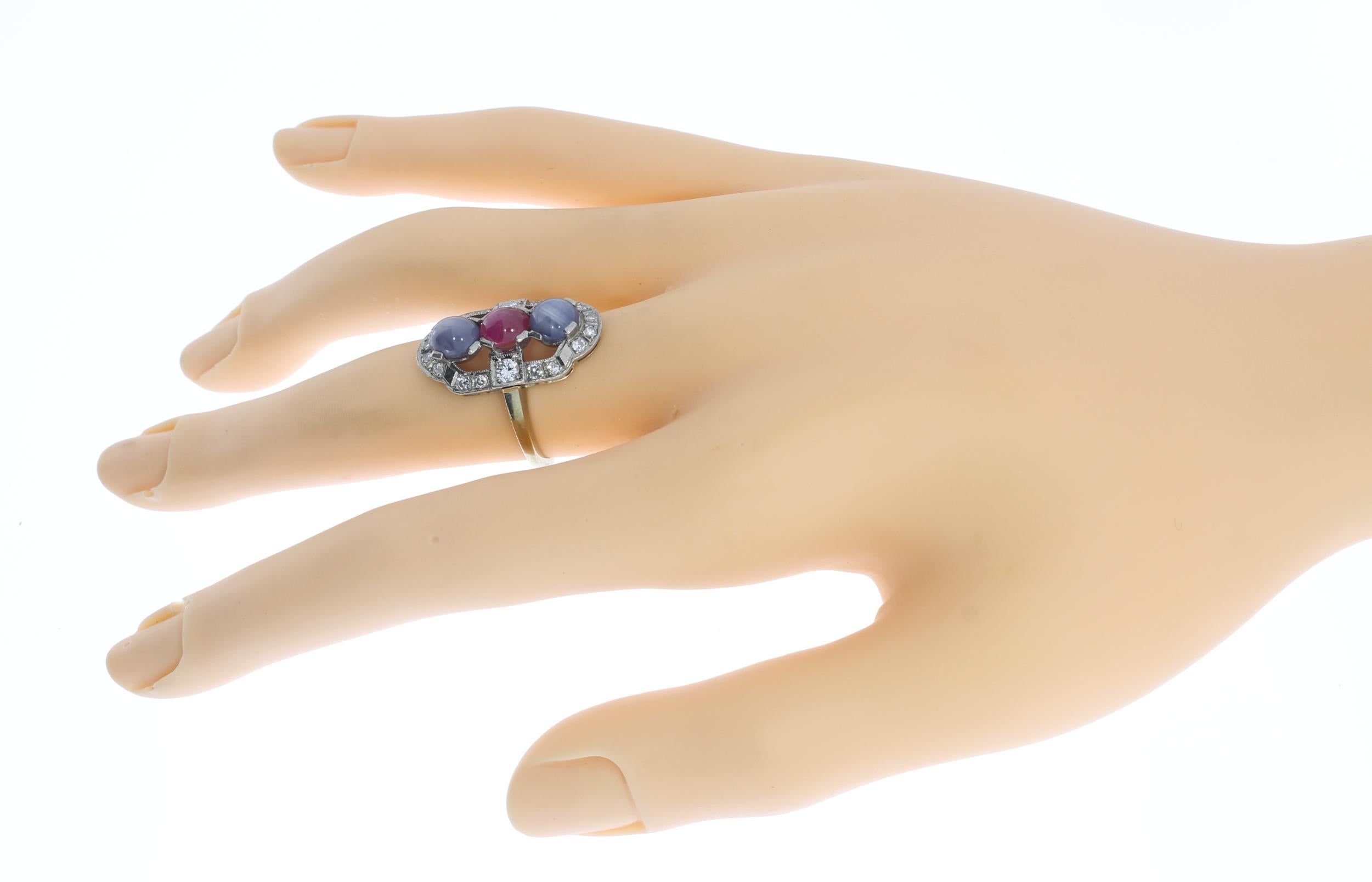 Sapphire Ruby Diamond Gold Ring 2