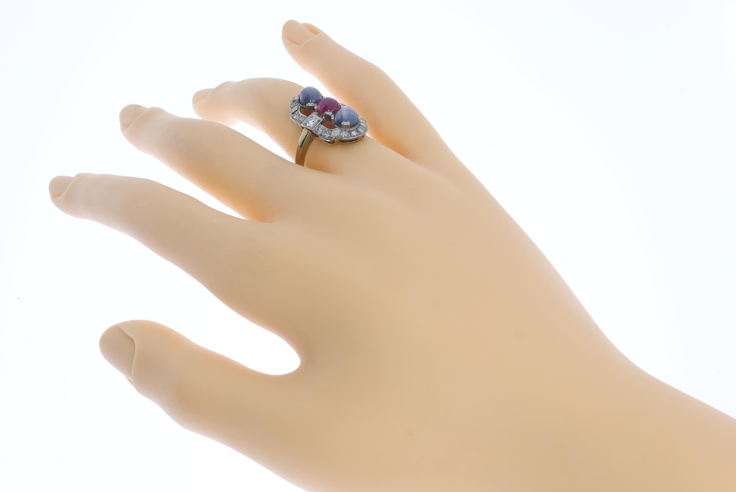 Sapphire Ruby Diamond Gold Ring 3