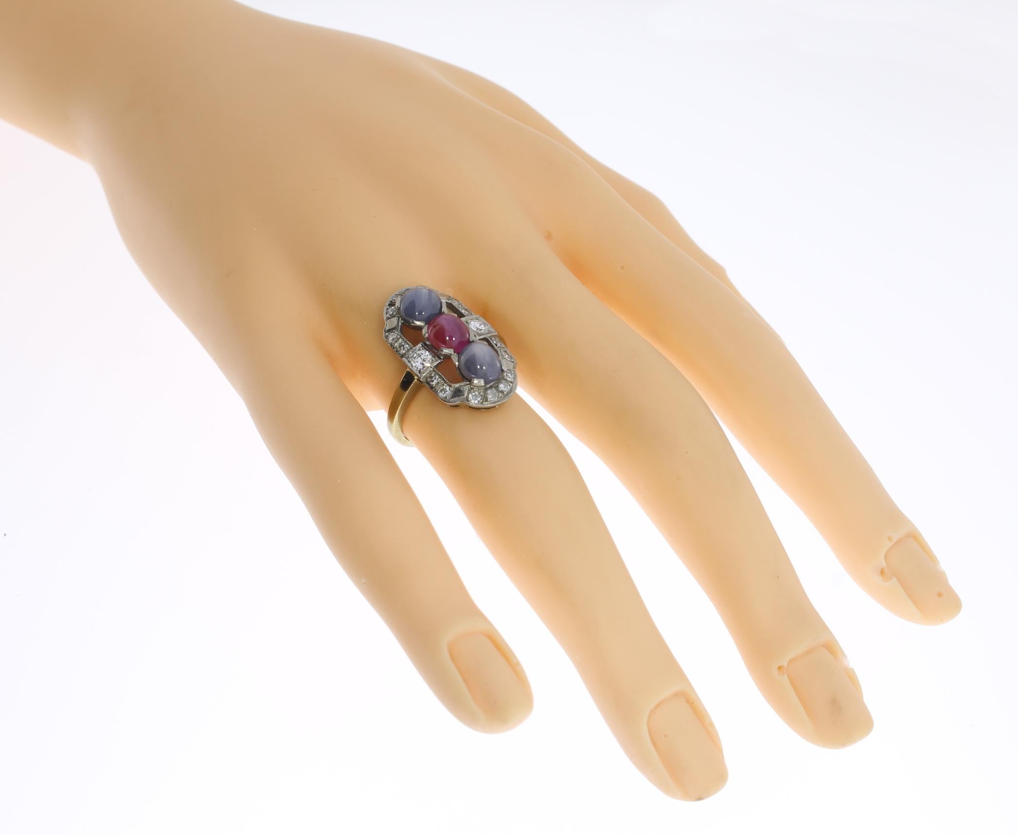 Sapphire Ruby Diamond Gold Ring 4