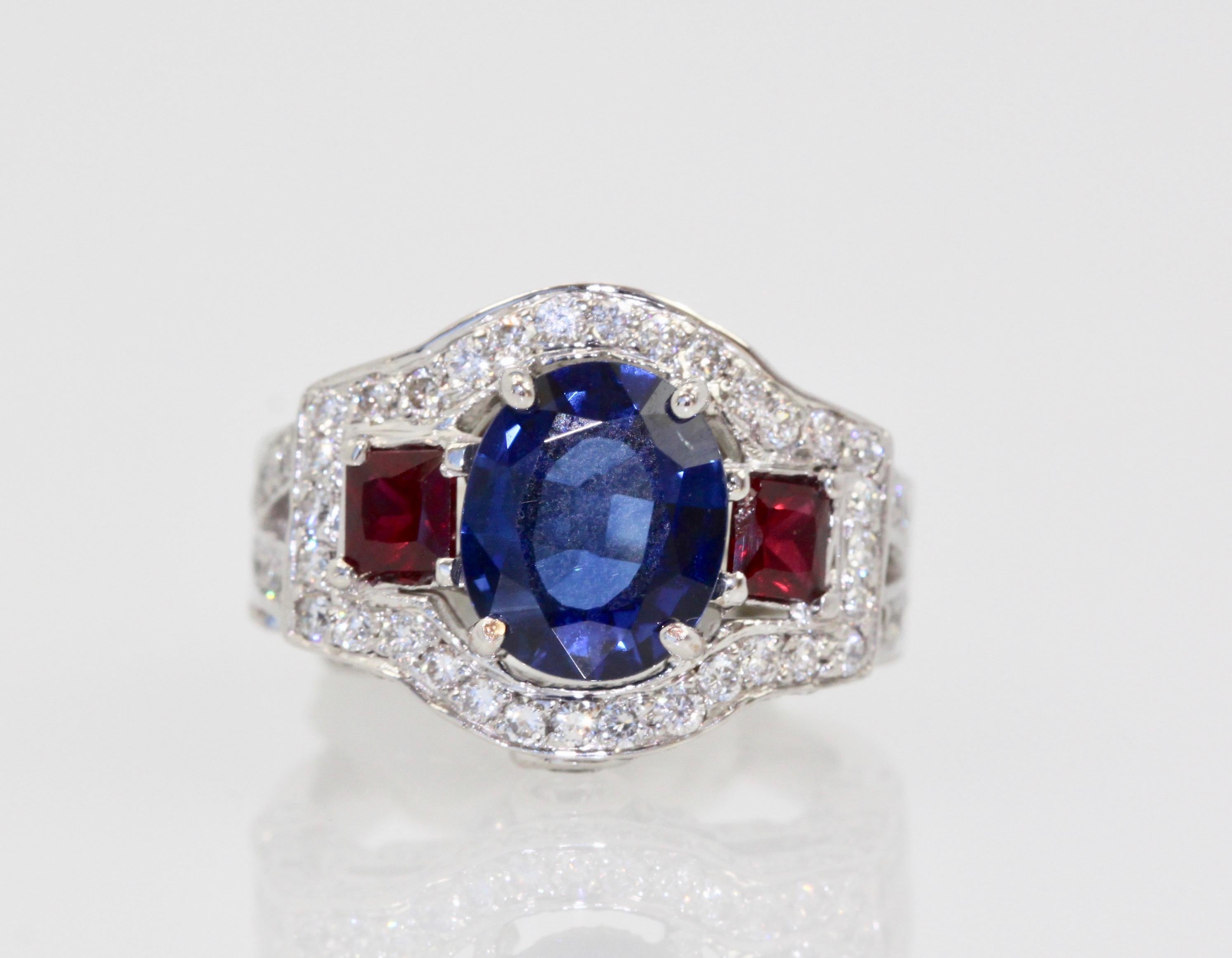 Ring handgefertigten Ring Blue Sapphire Ring und Rose Ring Ruby V2S6 