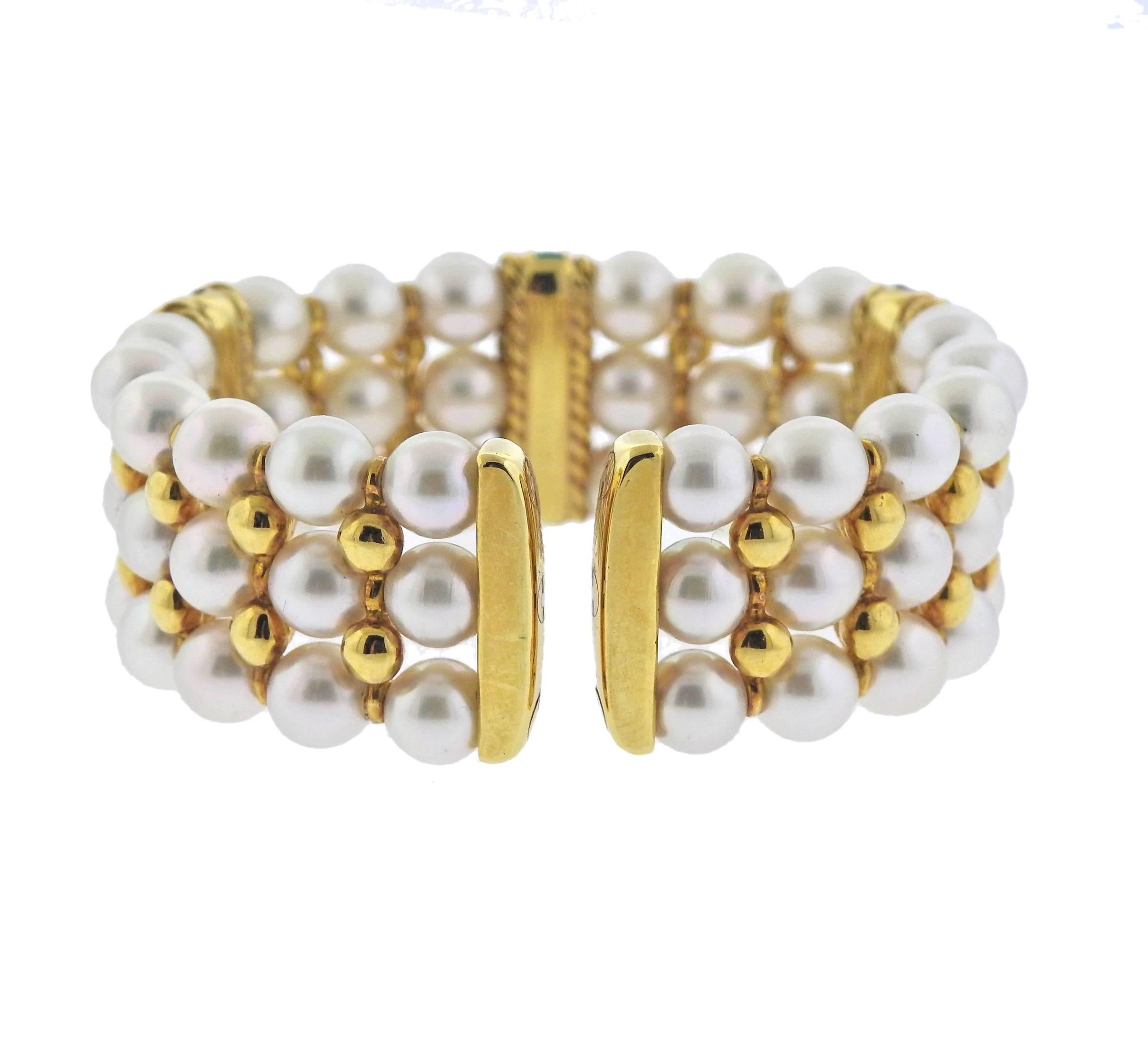 Women's Sapphire Ruby Emerald Diamond Pearl Gold Bracelet