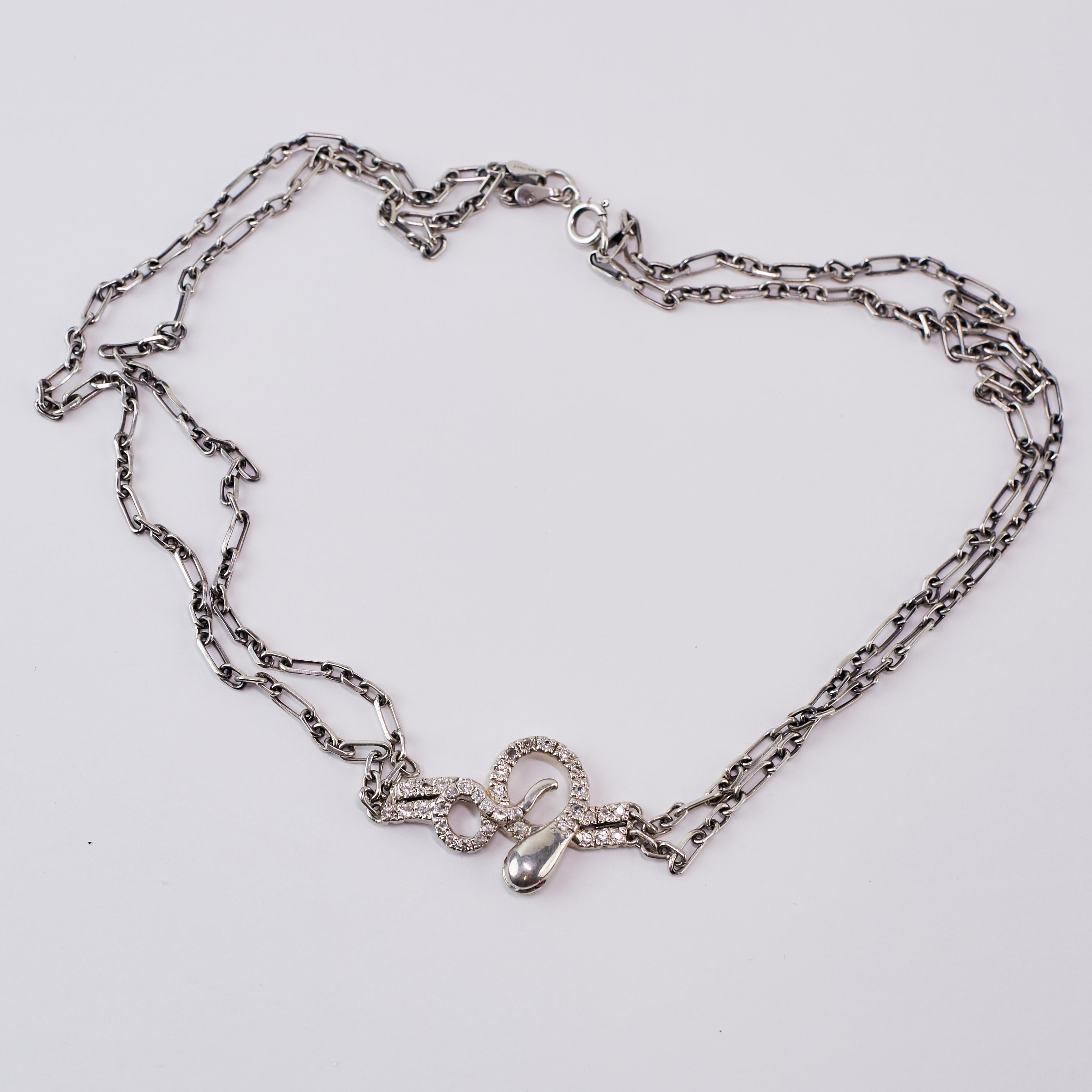 Collana a serpente con zaffiro e rubino Catena a girocollo A. Silver Stile vittoriano J DAUPHIN in vendita 2