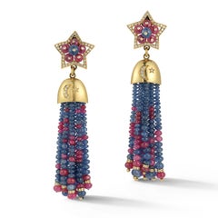 Sapphire & Ruby Tassel Earrings