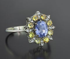 Saphir, Saphire 14k massivem Gold Ring.