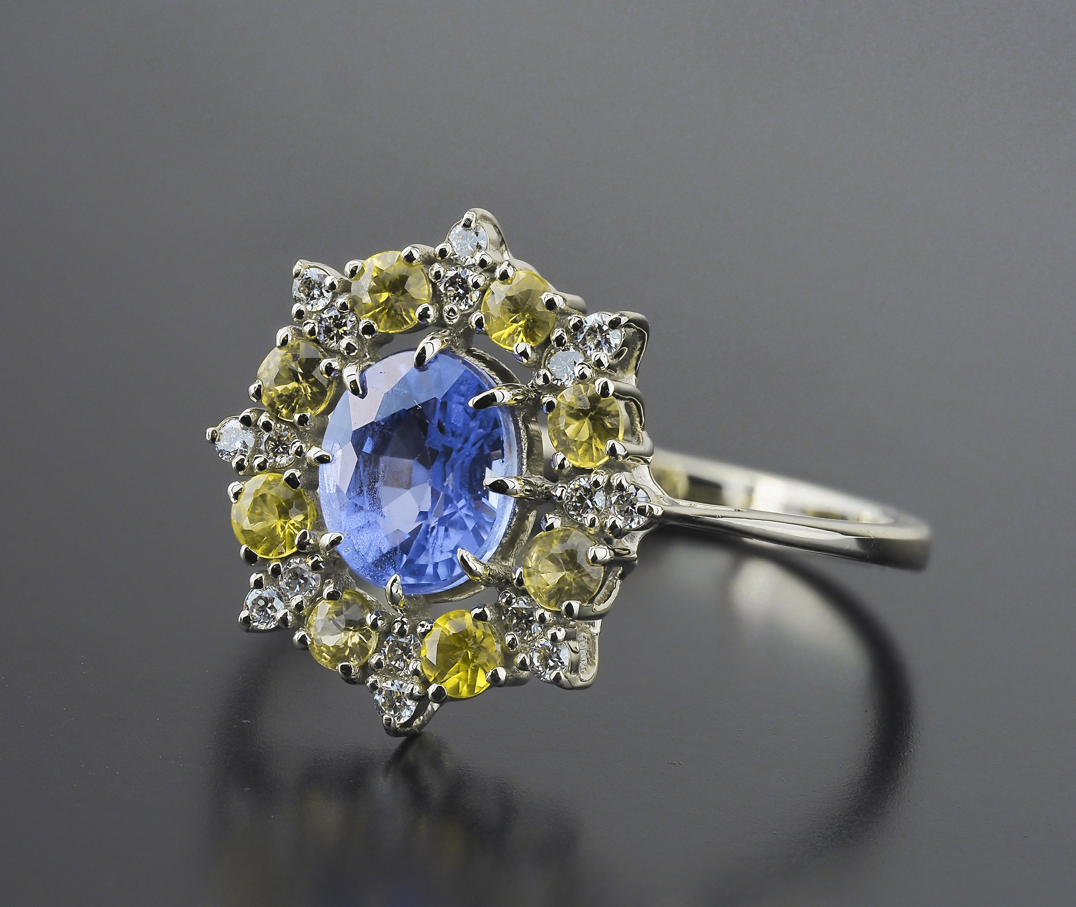 in vendita:  Zaffiro, anello in oro massiccio 14k. 6